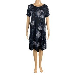 🦋Lularoe Carly Black Floral T-Shirt Dress XS